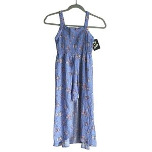 Art Class Girls Smocked Blue Floral Romper Dress - Medium (8)